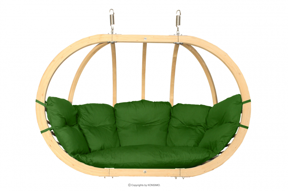 CALLISTO Fotel wiszący dwuosobowy kokon drewniany zielony zielony - zdjęcie 0