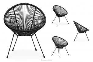 GROSTI, https://konsimo.pl/kolekcja/grosti/ Zestaw foteli acapulco rattan 4szt czarne czarny - zdjęcie