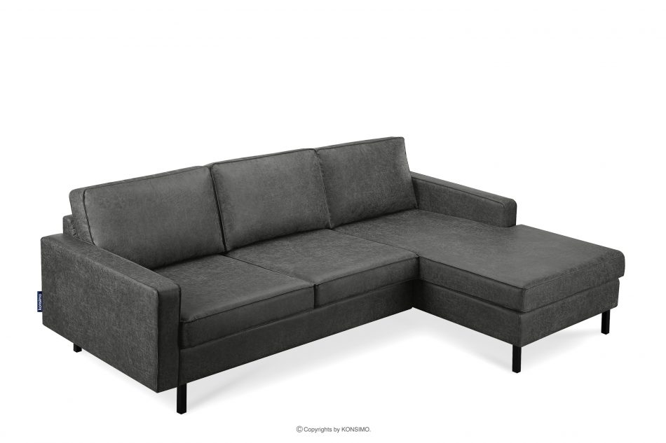 INVIA Narożnik w stylu loft prawy z otomaną ciemny szary ciemny szary - zdjęcie 3