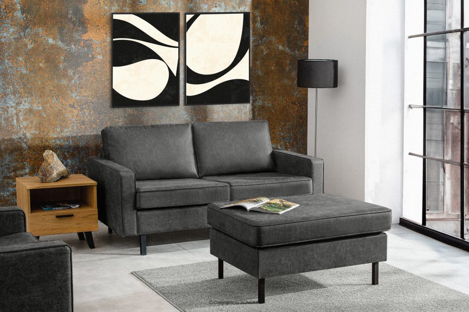INVIA Sofa w stylu loft 2 osobowa ciemny szary ciemny szary - zdjęcie 16