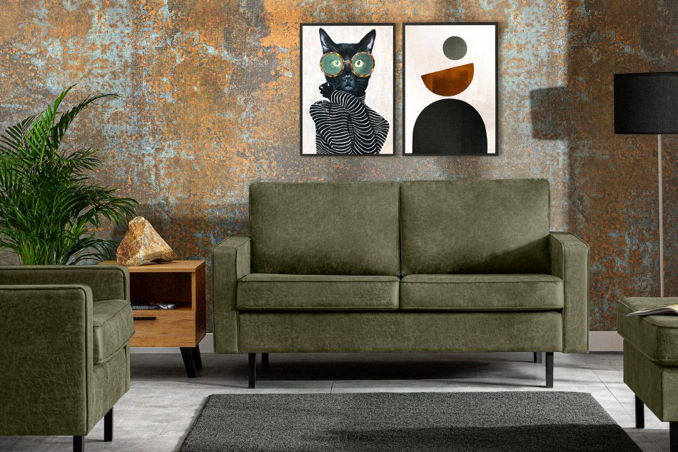 INVIA Sofa w stylu loft 2 osobowa zielony zielony - zdjęcie 1
