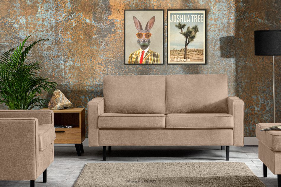 INVIA Sofa w stylu loft 2 osobowa beżowy beżowy - zdjęcie 1