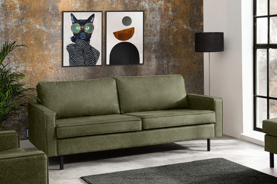 INVIA Sofa w stylu loft 3 osobowa zielony zielony - zdjęcie 1
