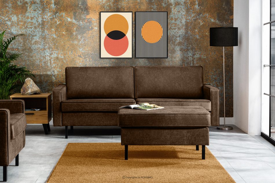 INVIA Sofa loftowa 3 osobowa ciemny brązowy ciemny brązowy - zdjęcie 17