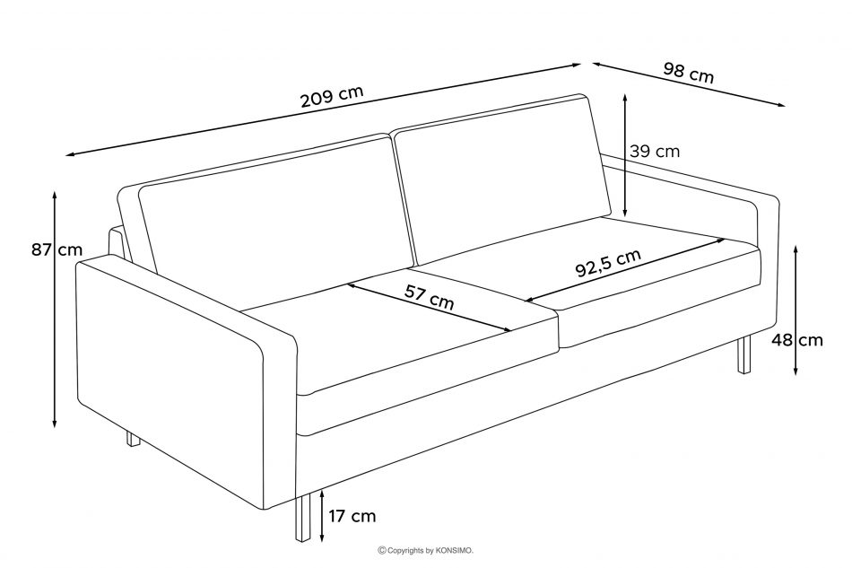 INVIA Sofa w stylu loft 3 osobowa zielony zielony - zdjęcie 18