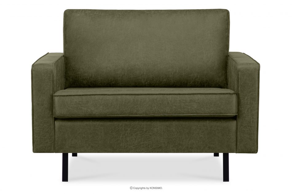 INVIA Szeroki fotel w stylu loft zielony zielony - zdjęcie 0