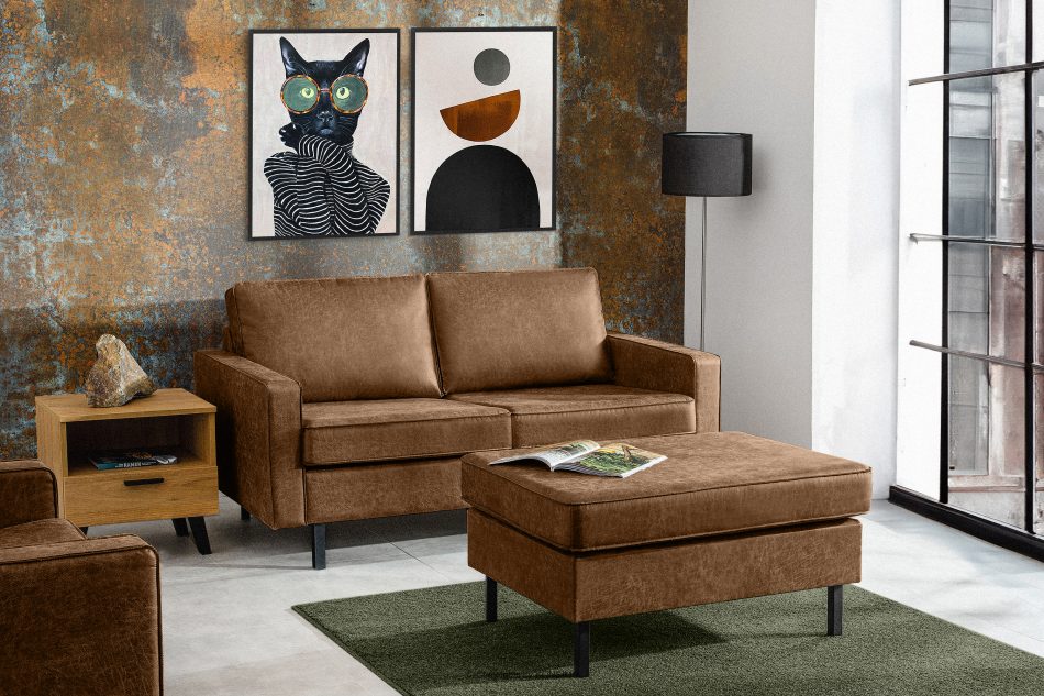 INVIA Puf w stylu loft brązowy brązowy - zdjęcie 1
