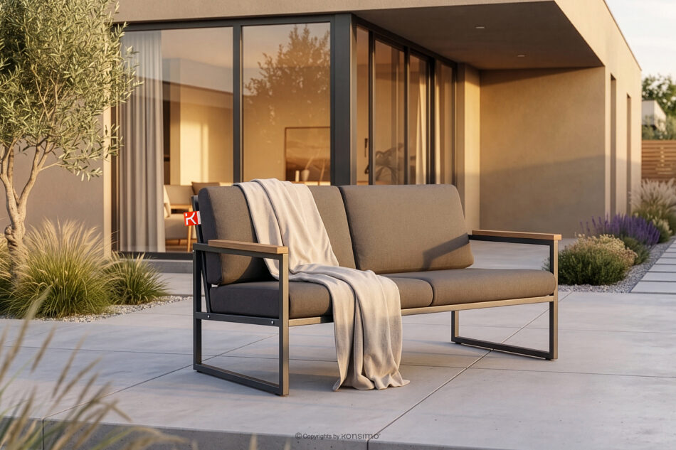 TRIBO Zestaw ogrodowy ze stali w stylu industrialnym antracytowy na 4 osoby antracytowy/beżowy - zdjęcie 19