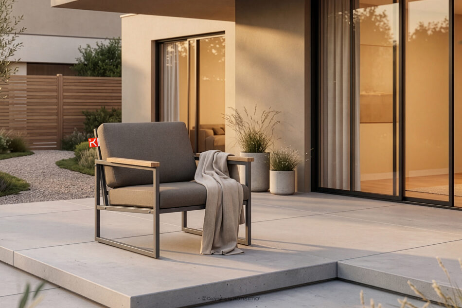 TRIBO Zestaw ogrodowy ze stali w stylu industrialnym antracytowy na 4 osoby antracytowy/beżowy - zdjęcie 20