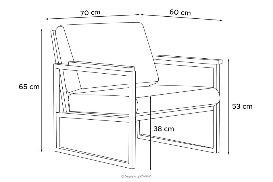 TRIBO Fotel ogrodowy w stylu industrialnym ze stali antracyt antracytowy/beżowy - zdjęcie 11