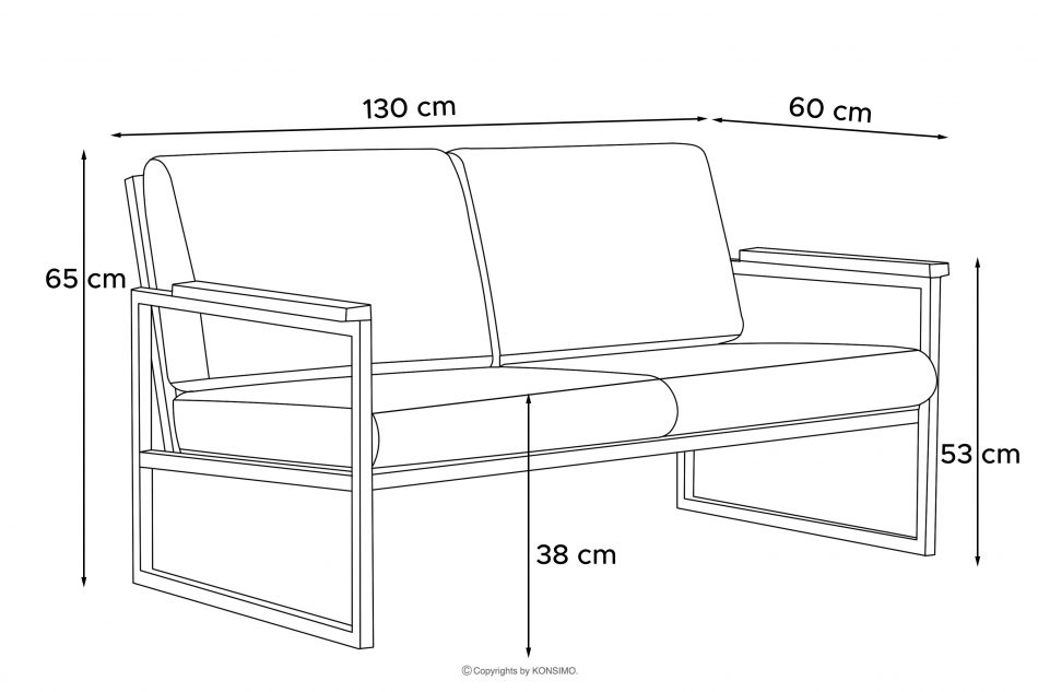 TRIBO Sofa ogrodowa 2 w stylu industrialnym ze stali czarny/beżowy - zdjęcie 11