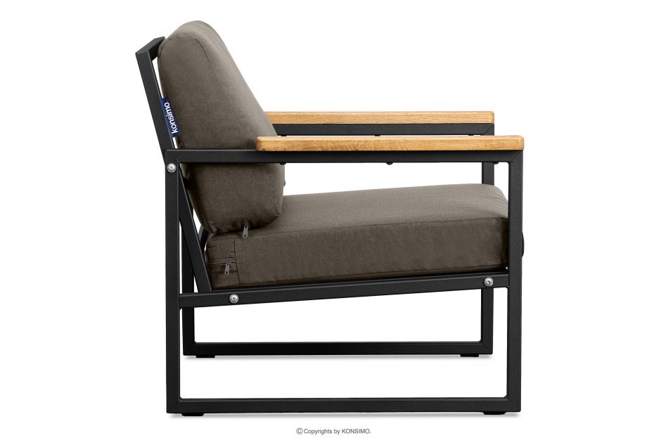 TRIBO Fotel ogrodowy w stylu industrialnym ze stali czarny/beżowy - zdjęcie 3