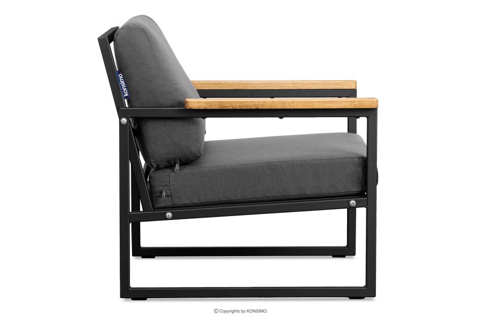 TRIBO Fotel ogrodowy w stylu loft ze stali czarny/szary - zdjęcie 3
