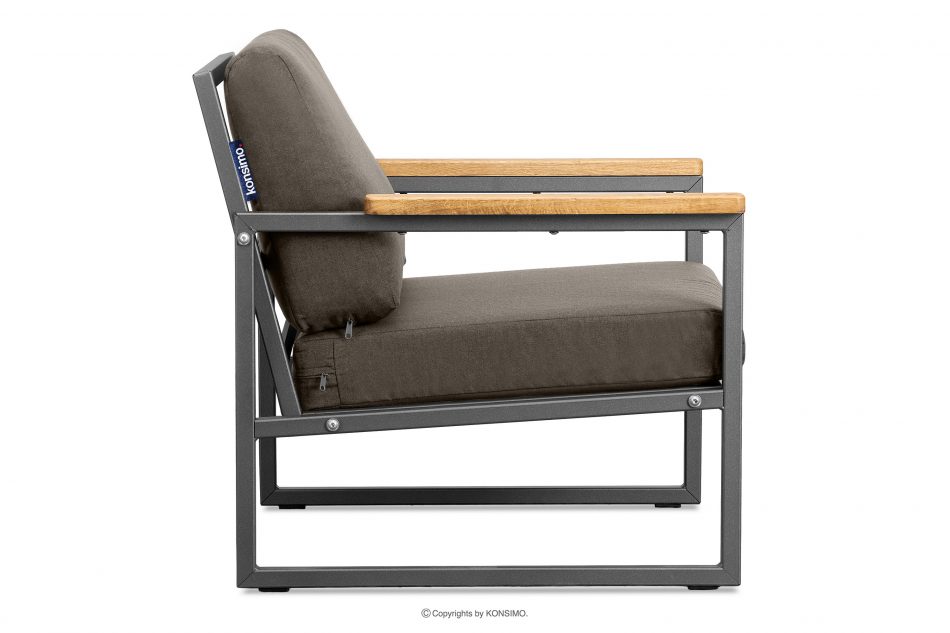 TRIBO Fotel ogrodowy w stylu industrialnym ze stali antracyt antracytowy/beżowy - zdjęcie 3