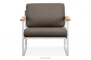 TRIBO, https://konsimo.pl/kolekcja/tribo/ Biały fotel ogrodowy w stylu loft ze stali biały/beżowy - zdjęcie