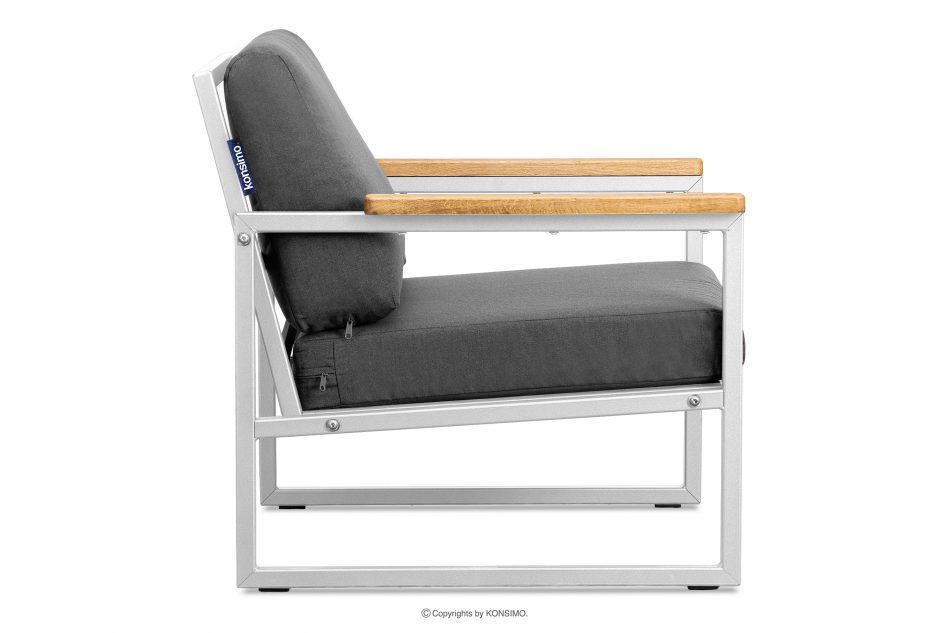 TRIBO Fotel ogrodowy biały w stylu loft ze stali biały/szary - zdjęcie 3