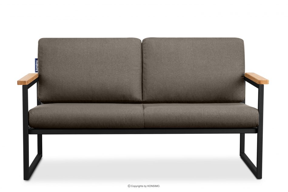 TRIBO Sofa ogrodowa 2 w stylu industrialnym ze stali czarny/beżowy - zdjęcie 0