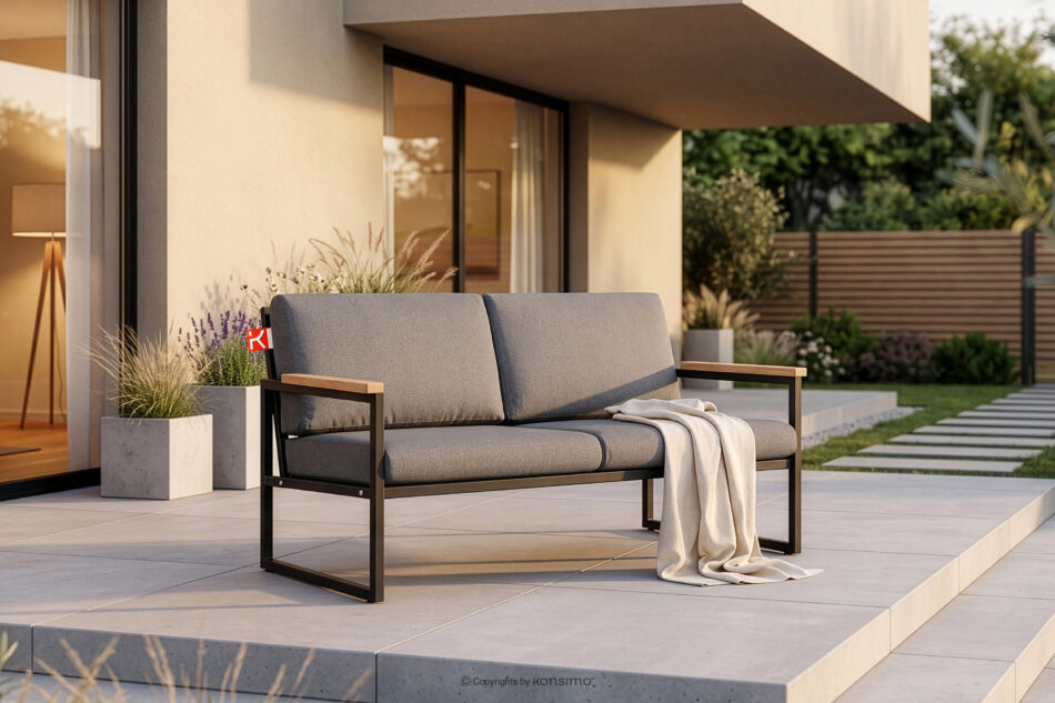 TRIBO Sofa ogrodowa 2 w stylu loft ze stali czarny/szary - zdjęcie 1