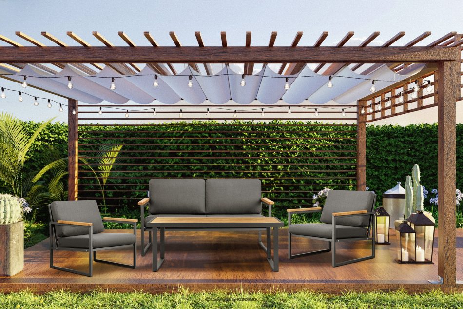 TRIBO Sofa ogrodowa 2 w stylu loft ze stali antracyt antracytowy/szary - zdjęcie 12