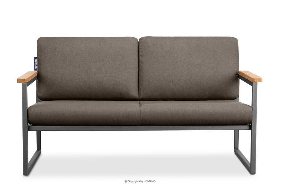 TRIBO Sofa ogrodowa dwuosobowa w stylu industrialnym ze stali antracyt antracytowy/beżowy - zdjęcie 0