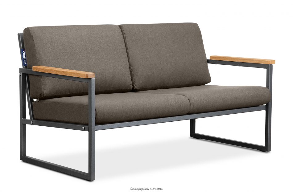 TRIBO Sofa ogrodowa dwuosobowa w stylu industrialnym ze stali antracyt antracytowy/beżowy - zdjęcie 2