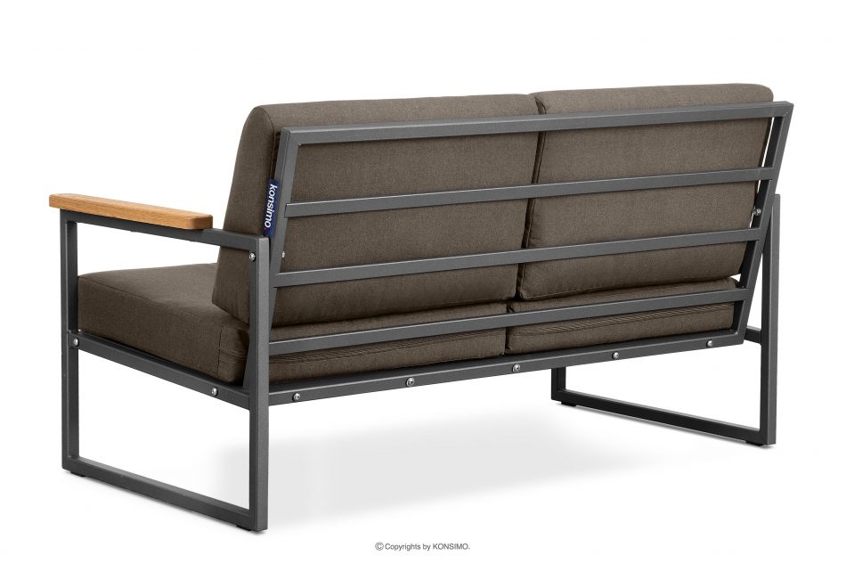 TRIBO Sofa ogrodowa dwuosobowa w stylu industrialnym ze stali antracyt antracytowy/beżowy - zdjęcie 4