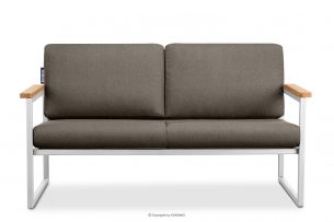 TRIBO, https://konsimo.pl/kolekcja/tribo/ Biała sofa ogrodowa dwuosobowa w stylu loft ze stali biały/beżowy - zdjęcie