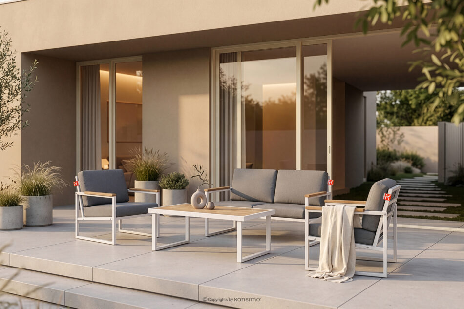 TRIBO Sofa ogrodowa 2 biała w stylu loft ze stali biały/szary - zdjęcie 10