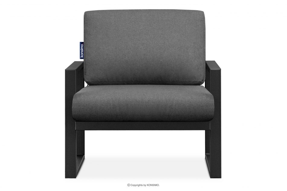 FRENA Fotel na taras ze stali w stylu industrialnym czarny czarny/szary - zdjęcie 0