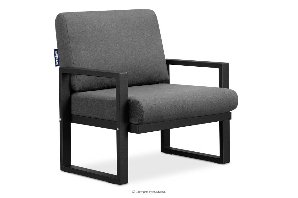 FRENA Fotel na taras ze stali w stylu industrialnym czarny czarny/szary - zdjęcie 2