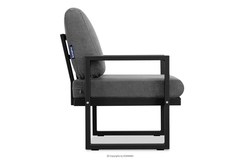FRENA Fotel na taras ze stali w stylu industrialnym czarny czarny/szary - zdjęcie 3