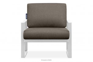 FRENA, https://konsimo.pl/kolekcja/frena/ Fotel na taras ze stali w stylu loft biały biały/beżowy - zdjęcie