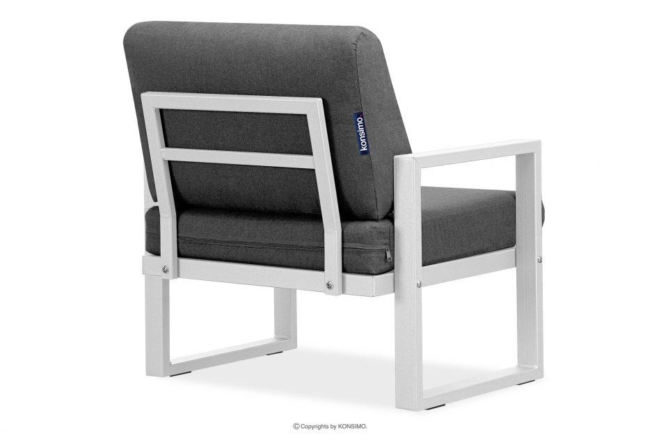 FRENA Fotel ogrodowy ze stali w stylu industrialnym biały biały/szary - zdjęcie 4