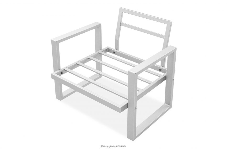 FRENA Fotel ogrodowy ze stali w stylu industrialnym biały biały/szary - zdjęcie 5