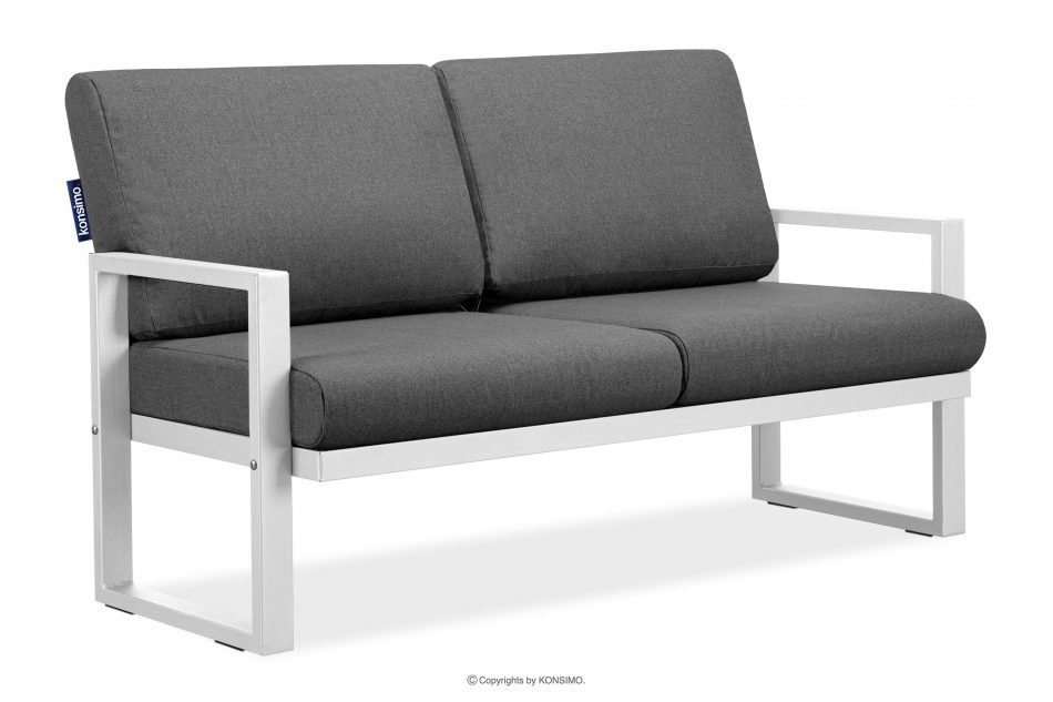FRENA Sofa ogrodowa ze stali w stylu industrialnym biały biały/szary - zdjęcie 2