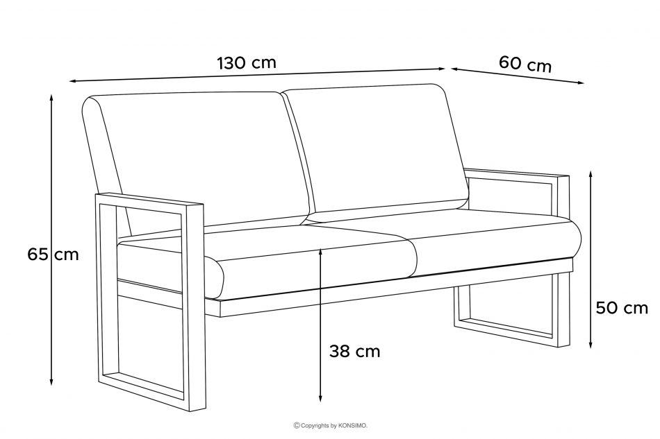 FRENA Sofa ogrodowa ze stali w stylu industrialnym biały biały/szary - zdjęcie 10