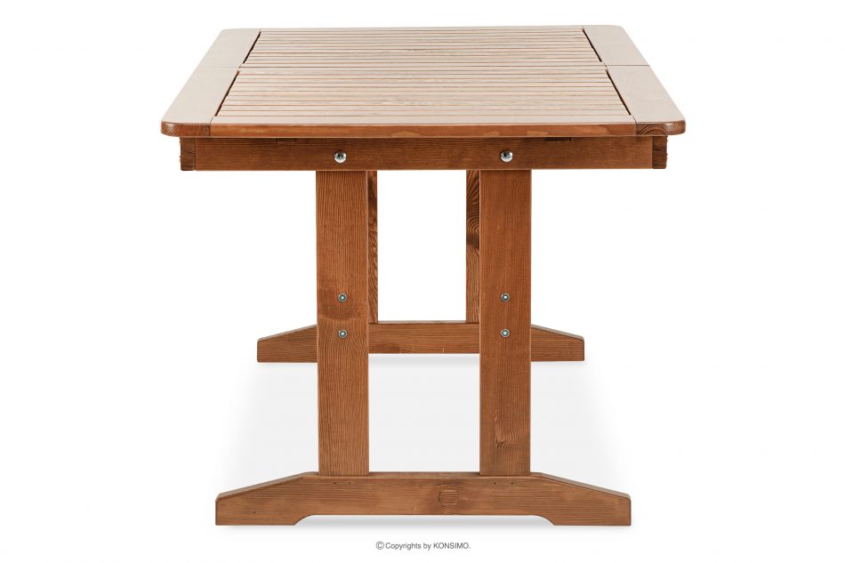 ALCES Stół rozkładany na ogród z drewna litego sosnowego brązowy - zdjęcie 6