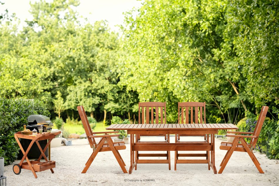 ALCES Stół rozkładany na ogród z drewna litego sosnowego brązowy - zdjęcie 11