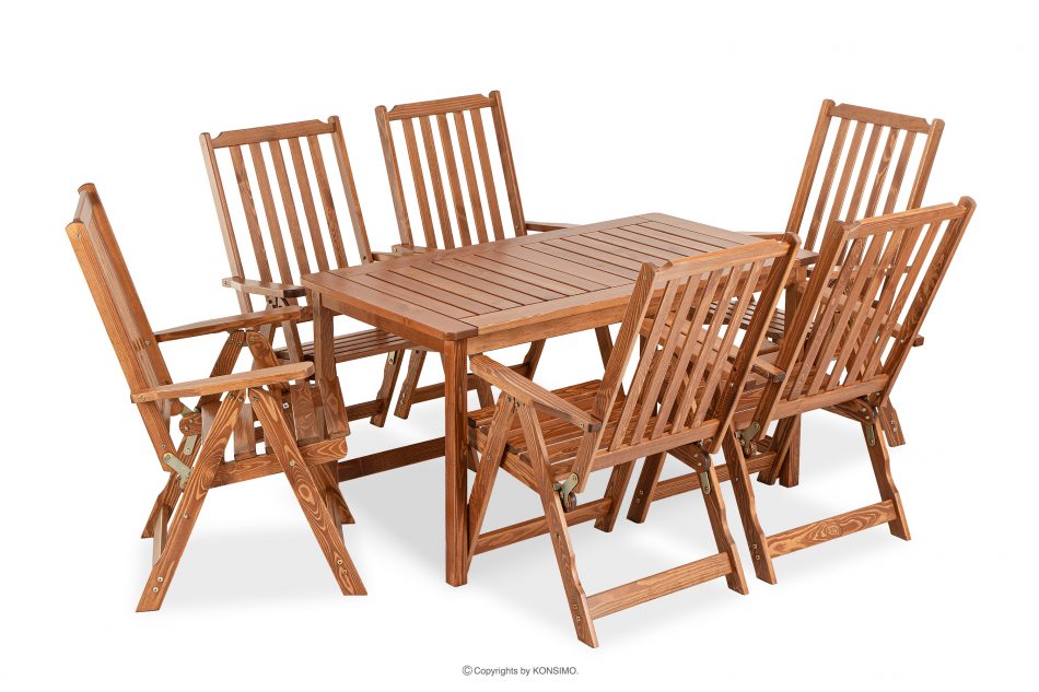 NYCTERE Zestaw stół z krzesłami ogrodowy na 6 osób brązowy - zdjęcie 0