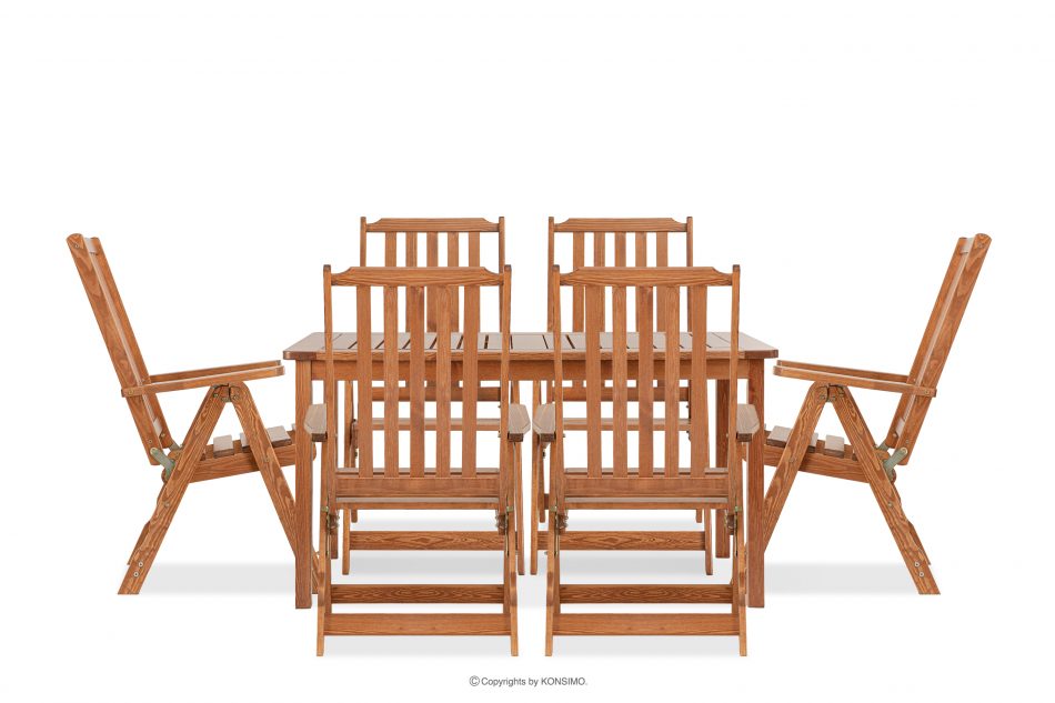 NYCTERE Zestaw stół z krzesłami ogrodowy na 6 osób brązowy - zdjęcie 2