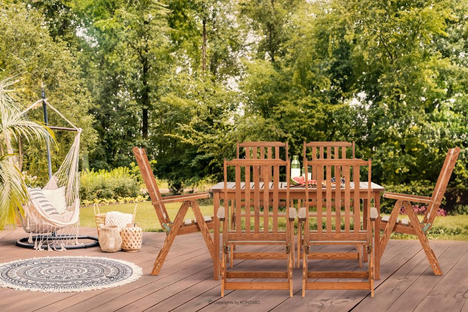 NYCTERE Zestaw stół z krzesłami ogrodowy na 6 osób brązowy - zdjęcie 17