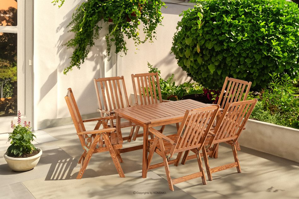 NYCTERE Zestaw stół z krzesłami ogrodowy na 6 osób brązowy - zdjęcie 1