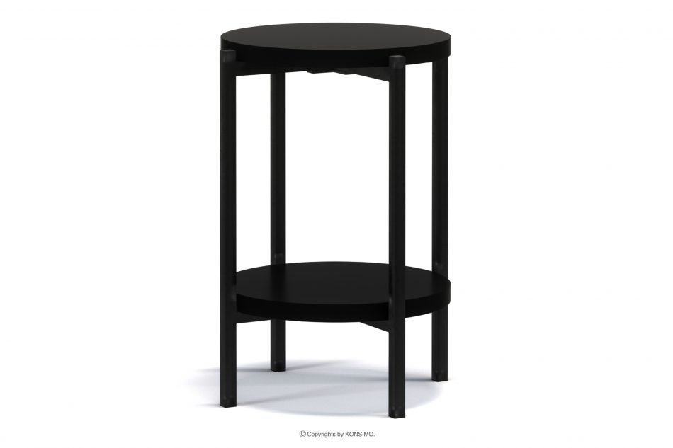 GERIS Wysoki stolik z półką w stylu loft czarny mat czarny mat - zdjęcie 0
