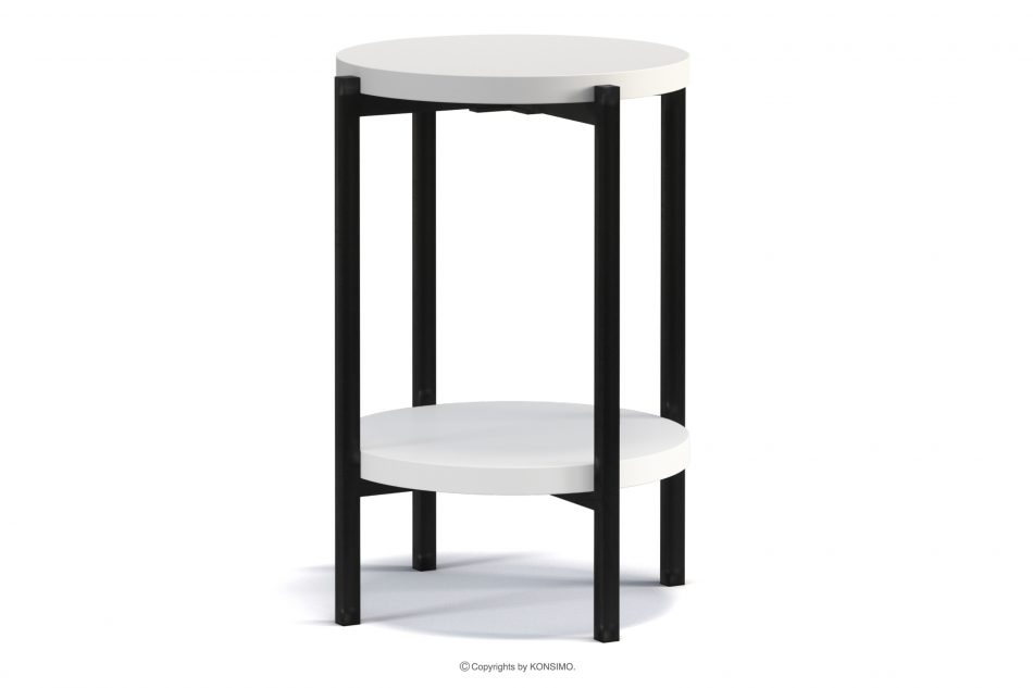 GERIS Wysoki stolik z półką w stylu loft biały mat biały mat - zdjęcie 0
