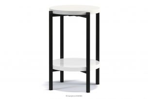 GERIS, https://konsimo.pl/kolekcja/geris/ Wysoki stolik z półką w stylu loft biały połysk biały połysk - zdjęcie