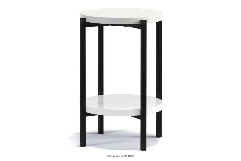 GERIS Wysoki stolik z półką w stylu loft biały połysk biały połysk - zdjęcie 0