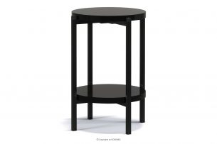 GERIS, https://konsimo.pl/kolekcja/geris/ Wysoki stolik z półką w stylu loft czarny połysk czarny połysk - zdjęcie