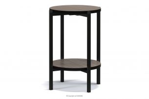 GERIS, https://konsimo.pl/kolekcja/geris/ Wysoki stolik z półką w stylu loft ciemny dąb ciemny dąb - zdjęcie
