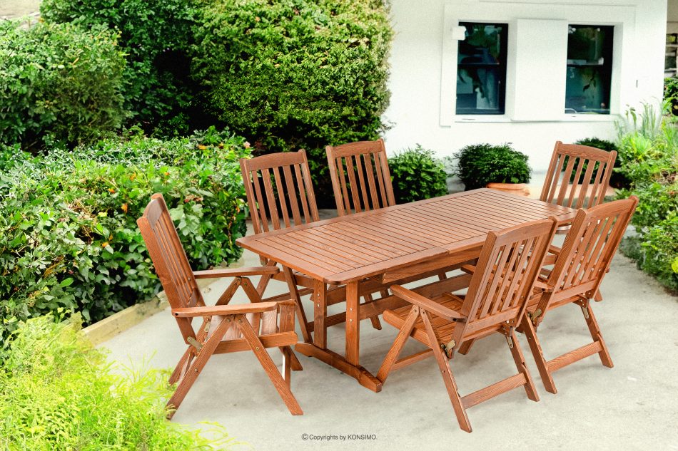 ALCES Stół rozkładany na ogród z drewna litego sosnowego brązowy - zdjęcie 1