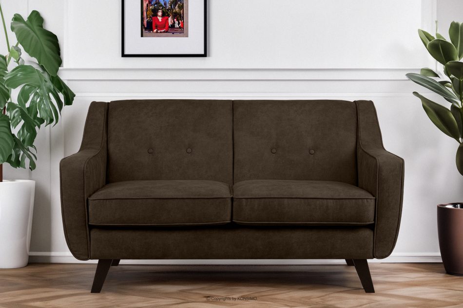 TERSO Sofa 2 loft w tkaninie skóropodobnej ciemny brązowy ciemny brązowy - zdjęcie 1